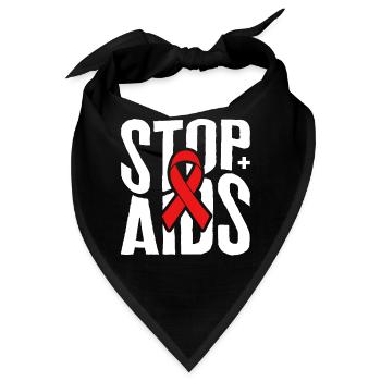 Word Aids Days Shirt, Stop AIDS Red Ribbon Tee, - Bandana - Schwarz - Vorne