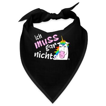 Ich muss gar nichts, lustiges Einhorn - Bandana - Schwarz - Vorne
