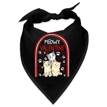 Valentinstag Shirt, Katzenpfote Herz süß - Bandana - Schwarz - Vorne