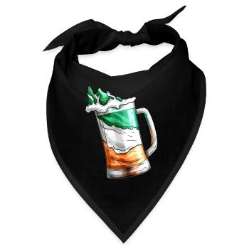 Irish Flag Coloured Glass Of Beer On St Patricks - Bandana - Schwarz - Vorne