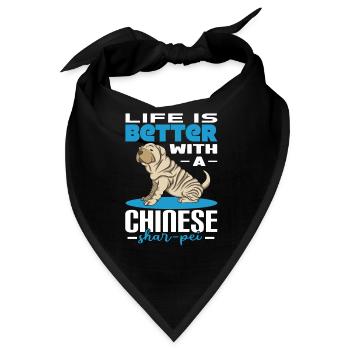 Chinese Shar Pei - Bandana - Schwarz - Vorne