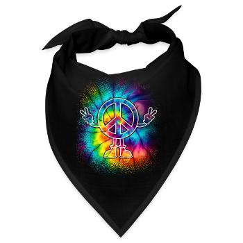 Peacezeichen Friedenszeichen Tie Dye - Bandana - Schwarz - Vorne