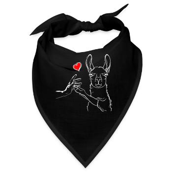 Llama Herz Händchen Halten mit Llama - Bandana - Schwarz - Vorne