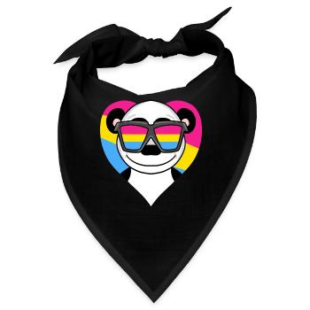 Pansexuell Panda Herz Geschenk - Bandana - Schwarz - Vorne