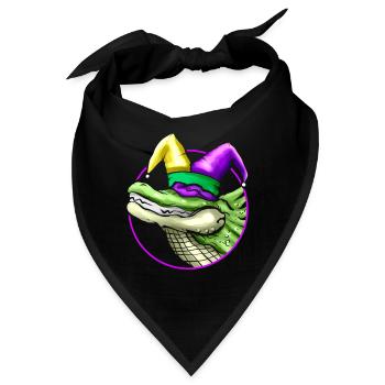 Crocodile with Jester Hat for Mardi Gras - Bandana - Schwarz - Vorne
