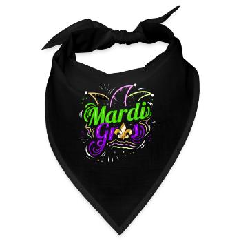 Lettering with Jester Hat and Fleur de Lis for - Bandana - Schwarz - Vorne