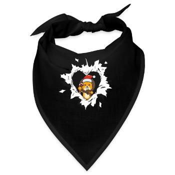 Löwe mit Weihnachtsmütze schaut aus zerrissenem - Bandana - Schwarz - Vorne