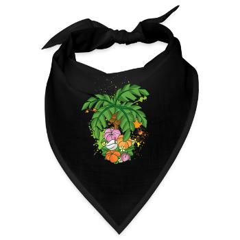 Palme Blüte Pflanze Sommeroutfit Urlaubskostüm - Bandana - Schwarz - Vorne