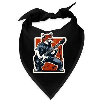 Katzen Wut und die Gitarre spielende Rock Katze - Bandana - Schwarz - Vorne