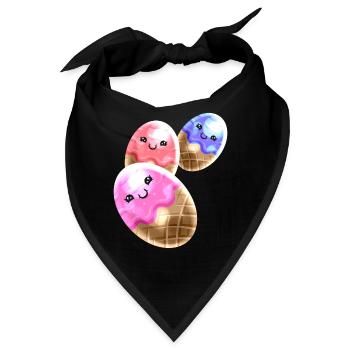 Painted Eggs Like Ice Cream Cones For Easter - Bandana - Schwarz - Vorne