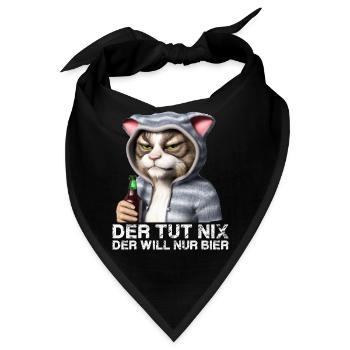 Lustiger Kater, Der tut nix der will nur Bier - Bandana - Schwarz - Vorne