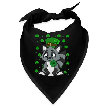 Waschbär Kleeblätter Saint Patrick's Day - Bandana - Schwarz - Vorne