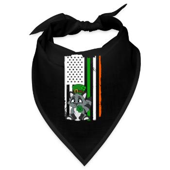 Waschbär Kleeblätter Saint Patrick's Day - Bandana - Schwarz - Vorne