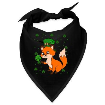Niedlicher Fuchs Kleeblätter St. Patrick's Day - Bandana - Schwarz - Vorne