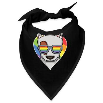 Regenbogen - Hund mit Brille - Bullterrier - Bandana - Schwarz - Vorne