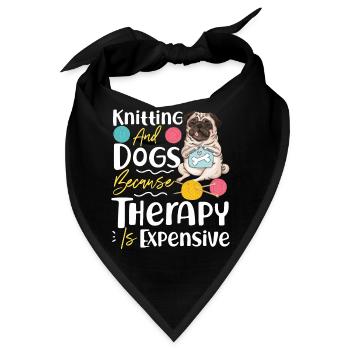 Knitting Knitter Dog Pug Knitting - Bandana - Schwarz - Vorne