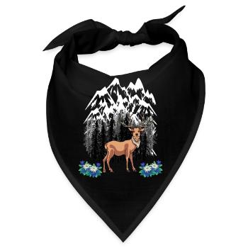 Waldtiere Rotwild Alpen Enzian Naturliebhaber - Bandana - Schwarz - Vorne