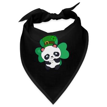 St. Patrick's Day Panda with St. Patrick's Hat - Bandana - Schwarz - Vorne