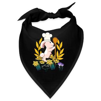 Ostern Küche Koch Hase Kochlöffel Osterhase Köchin - Bandana - Schwarz - Vorne