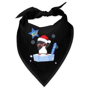 Eis cool, Tupfer Pinguin und Schnee, lustiger Pinguin. - Bandana - Schwarz - Vorne