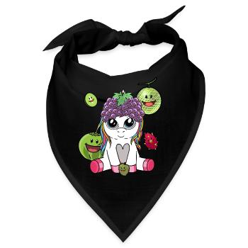 Sommerzeit Einhorn exotisch Obst Früchte Vitamine - Bandana - Schwarz - Vorne