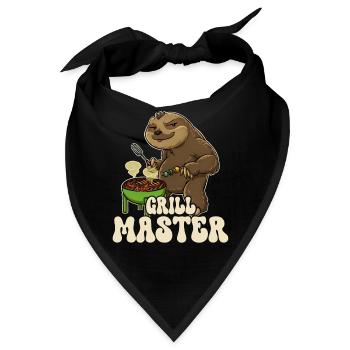 Faultier Grillkönig Grillmeister Grillzange Grill - Bandana - Schwarz - Vorne