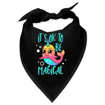 It's Ok To Be Magical Unicorn of The Sea Narwhal - Bandana - Schwarz - Vorne