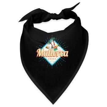 Mallorca Insel Balearen Retro Papagei Vintage - Bandana - Schwarz - Vorne