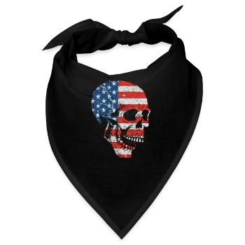 Totenkopf Amerikanische Flagge 4. Juli Patriotisch - Bandana - Schwarz - Vorne