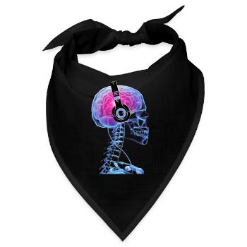 Skull Headphone Music Lover Cool Techno Skeleton - Bandana - Schwarz - Vorne