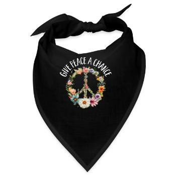 Hippie Peace Zeichen Frieden Blumen Blumenkind - Bandana - Schwarz - Vorne