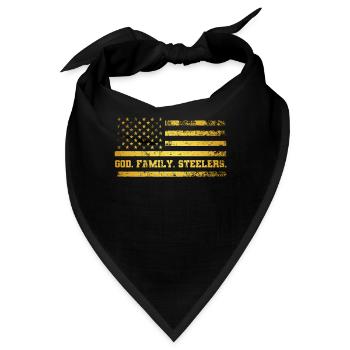 Gott. Familie. Steelers. Uns amerikanische Flagge - Bandana - Schwarz - Vorne
