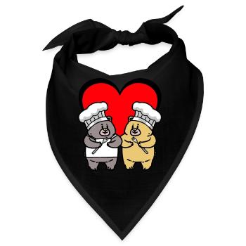Teddybär Koch Geburtstagsgeschenk Köchin kochen - Bandana - Schwarz - Vorne