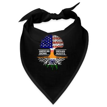 Amerikanische Flagge Indisch Indien Wurzeln Punjab - Bandana - Schwarz - Vorne