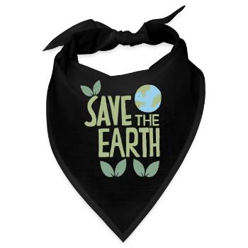 Save the Earth, Handgemaltes Design, Umweltschutz - Bandana - Schwarz - Vorne