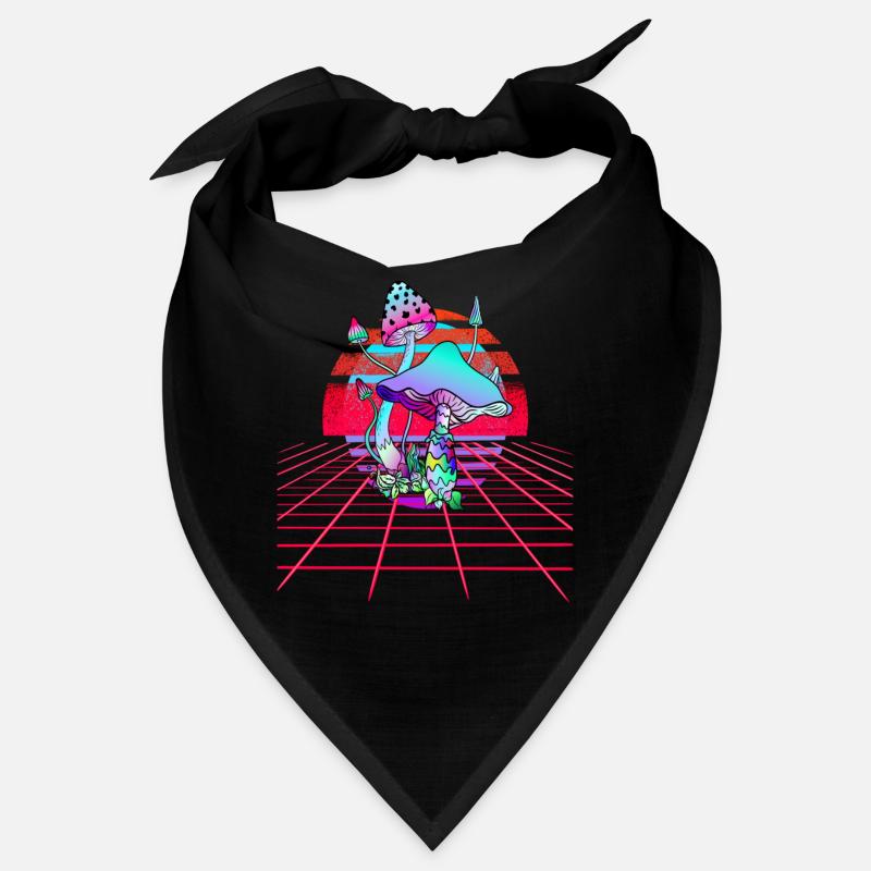 Champignons Psychédéliques - Retro Wave Sunset Bandana