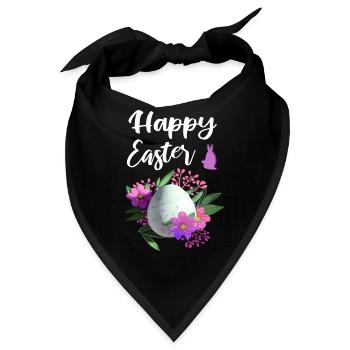 Frohe Ostern Blumen Osterei - Bandana - Schwarz - Vorne