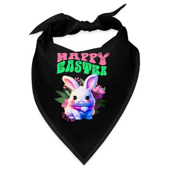 Osterhase - süßes Kaninchen Frohe Ostern - Bandana - Schwarz - Vorne