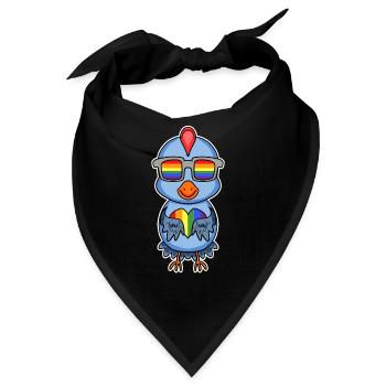 Regenbogen - Huhn mit Brille und Herz - Bandana - Schwarz - Vorne