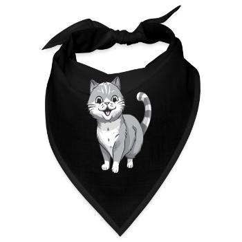 Lächelnde Katze für Katzenfreunde - Bandana - Schwarz - Vorne