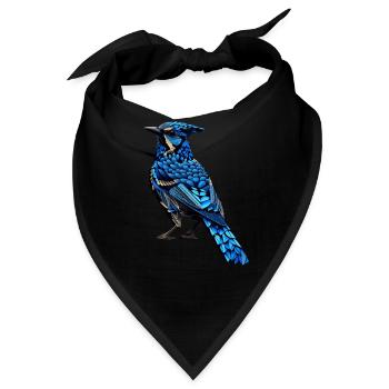 Geometric Blue Jay Bird Colorful Abstract Birding - Bandana - Schwarz - Vorne