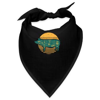 Pulled Pork Fleischstücke Chef BBQ Grillen Koch - Bandana - Schwarz - Vorne