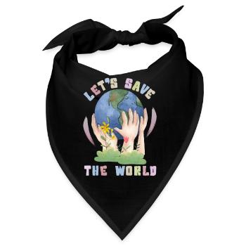 Umwelttag, Kawaii Erde Spruch Let's-save-the-world - Bandana - Schwarz - Vorne