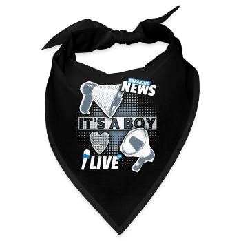 Baby-Junge, Ankündigung mit Megaphon, It's-a-Boy - Bandana - Schwarz - Vorne