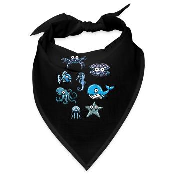 Wassertier Ozean Leben Meerestier - Bandana - Schwarz - Vorne