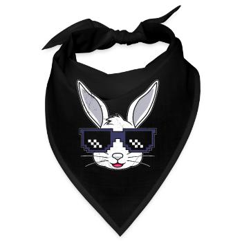Hasengesicht Cooler Osterhase mit Brille - Bandana - Schwarz - Vorne