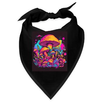 Synthwave Magic Mushrooms - Trippy Retro Art - Bandana - Schwarz - Vorne
