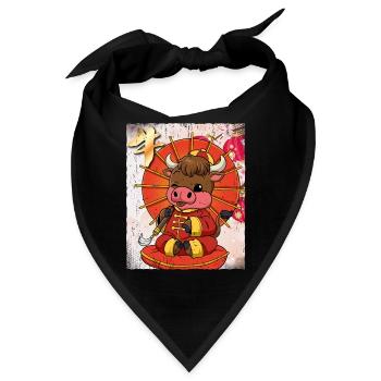 Jahr Des Ochsens Mondneujahrsfest Chinesisches - Bandana - Schwarz - Vorne