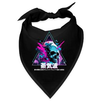 Glitch Skull Vaporwave Aesthetic Edgy Urban Japane - Bandana - Schwarz - Vorne