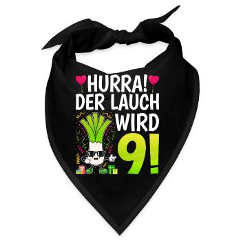 Hurra der Lauch wird 9 - Bandana - Schwarz - Vorne